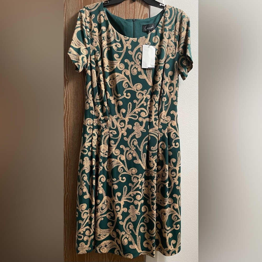 Green Dress with Gold Pattern
